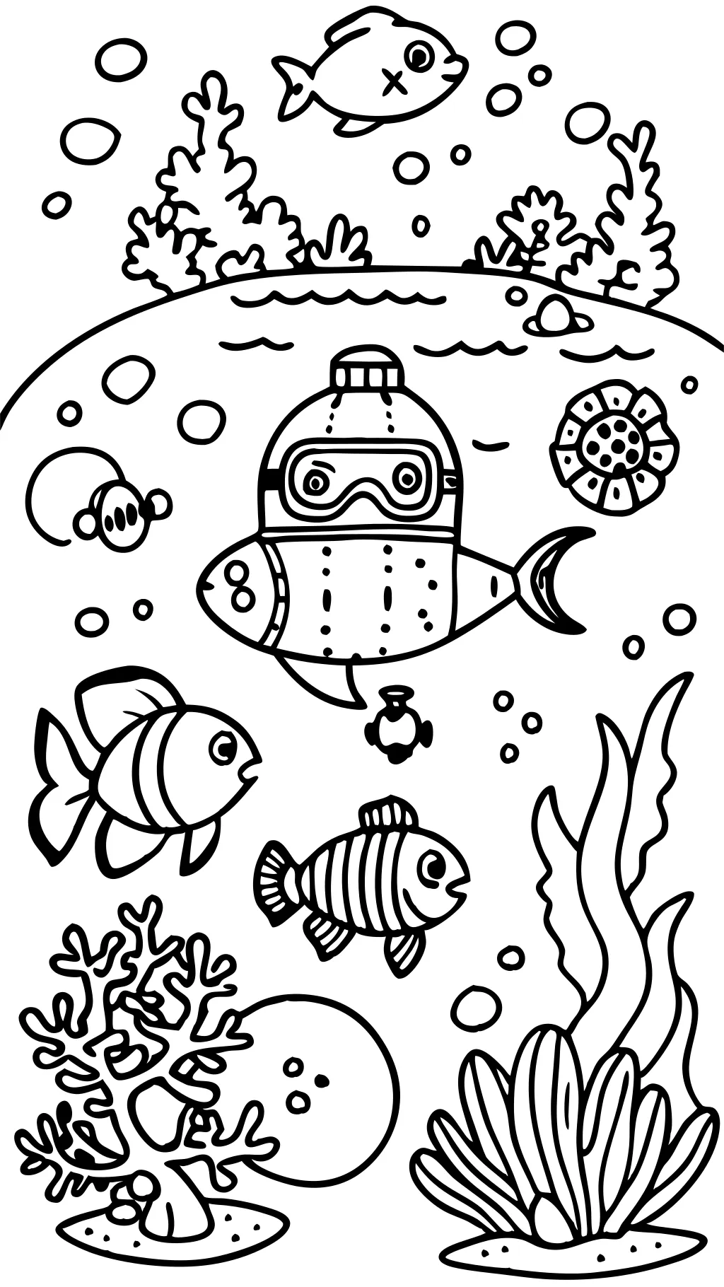 páginas para colorear de buceo